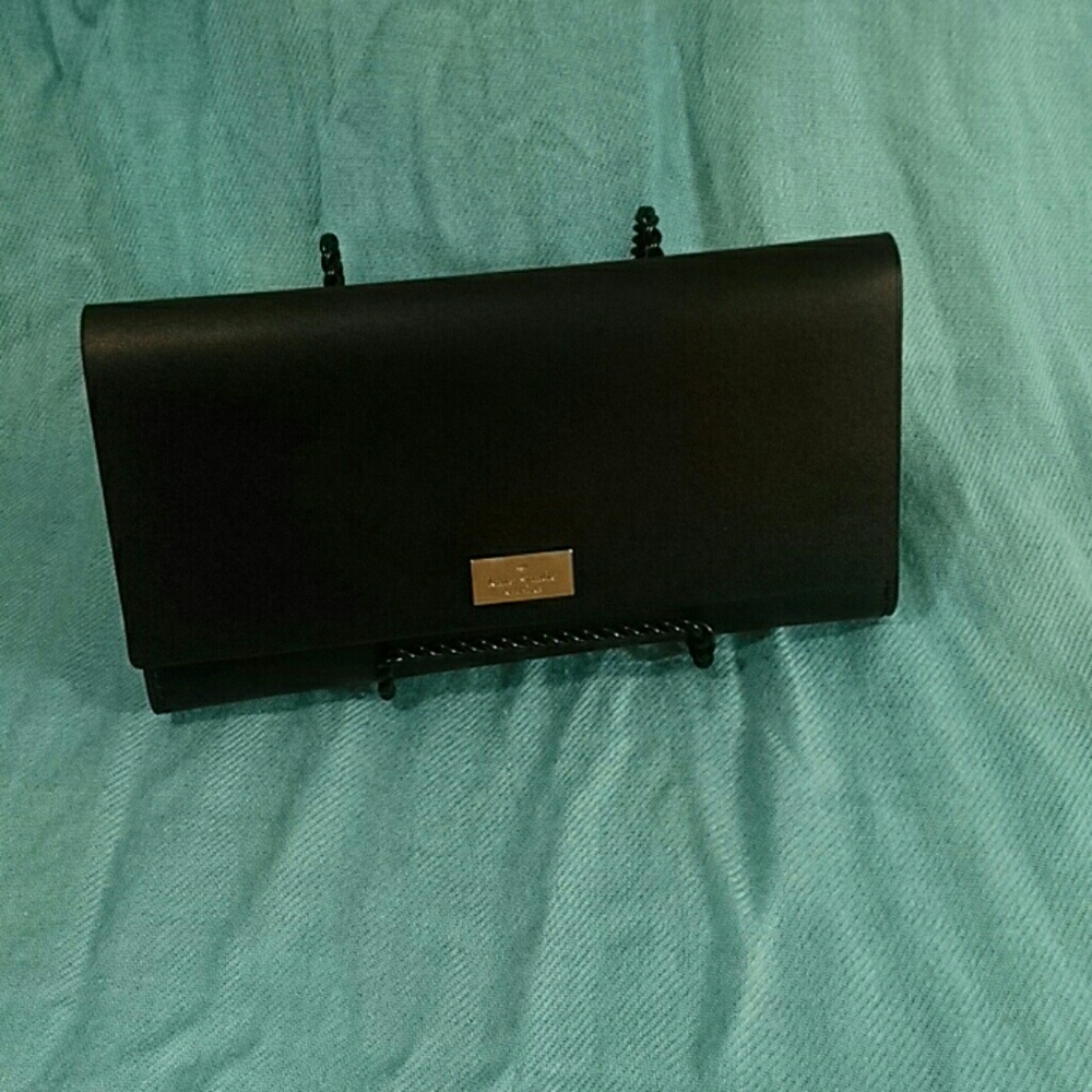 Kate Spade black w hot pink lining wallet NWT